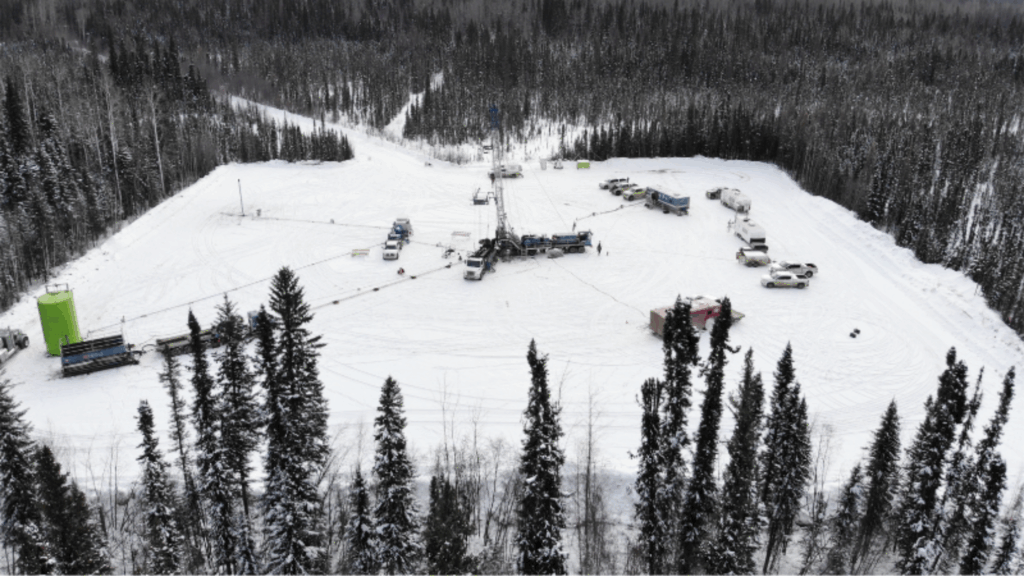 Aerial view of the Tu Deh-Kah geothermal energy project
