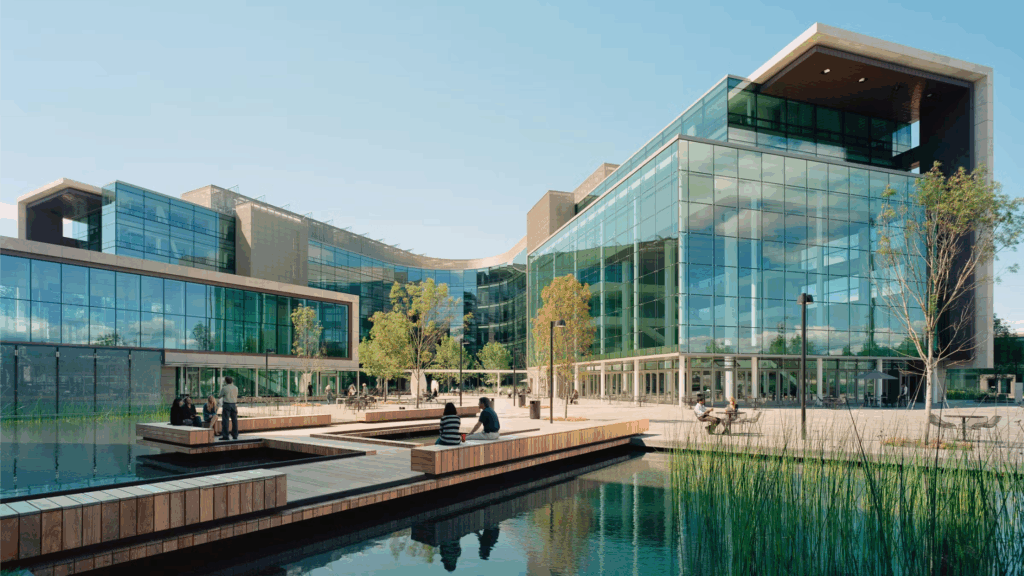The Gates Foundation campus breaks down large-scale development into connected, human-scale buildings—prioritizing collaboration through layout and landscape.