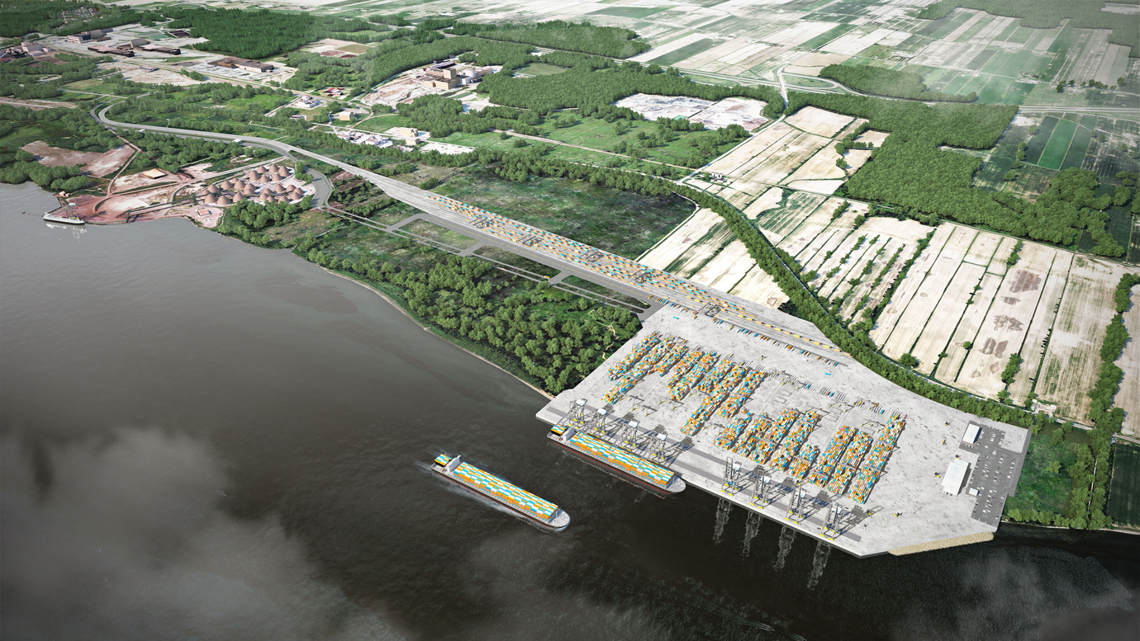 Contrecoeur Terminal expansion project aerial render