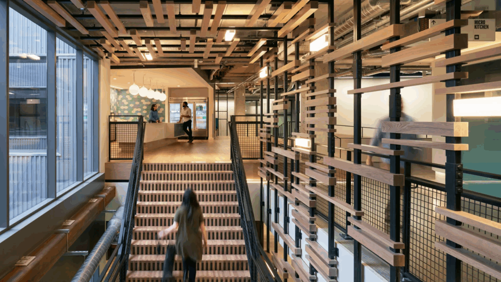 Google’s South Lake Union campus blends workspace with the city, highlighting the shift from isolated offices to mixed-use, urban environments.