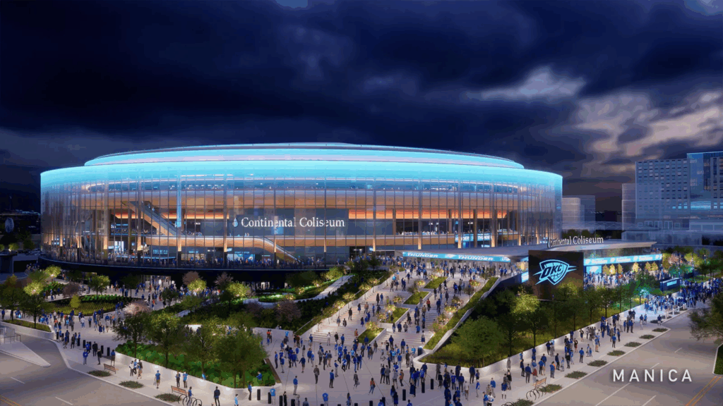 Oklahoma City's newest NBA arena exterior render