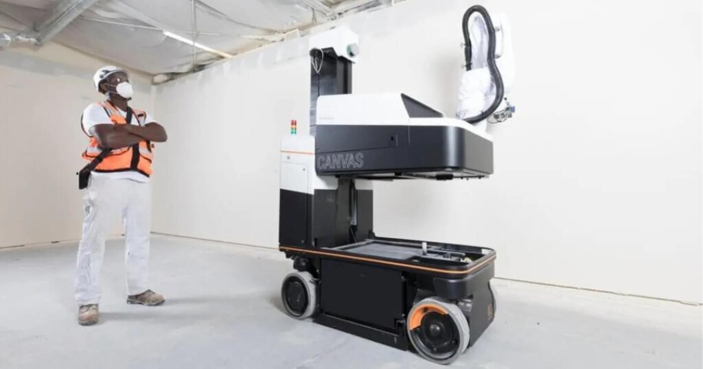 JLG canvas robot on site sanding.