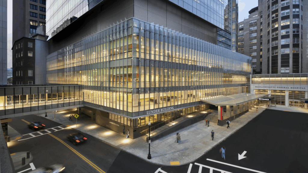 The Lunder Building balances density and performance on a tight urban site, using layered façades and a segmented design to bring light into complex healthcare spaces.