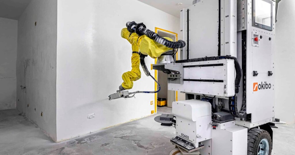 Okibo flagship robot for painting on a construction site.