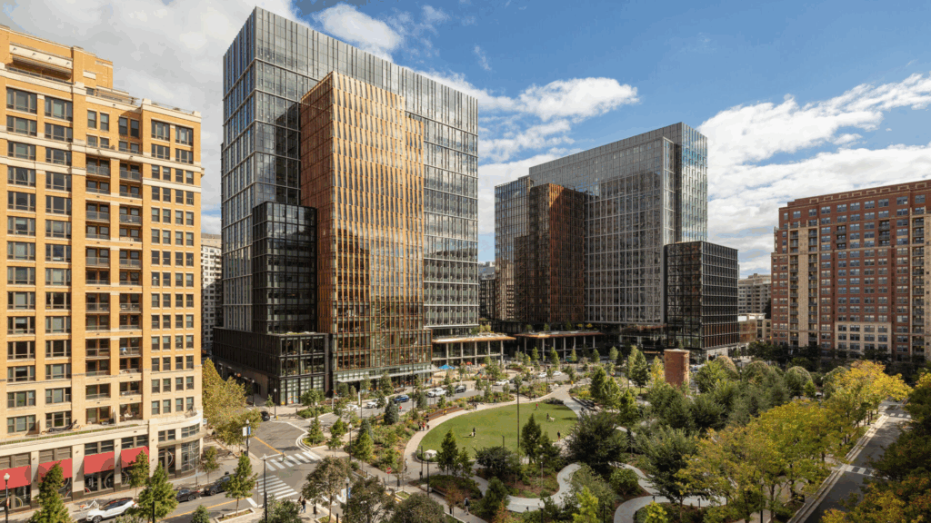 Exterior render of the Amazon HQ2 Metropolitan Park