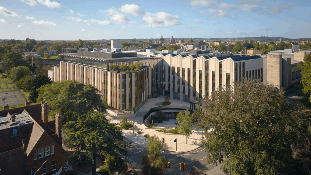 Oxford’s Life and Mind Building brings research disciplines together under one roof, reflecting a shift toward integrated, collaborative laboratory environments.