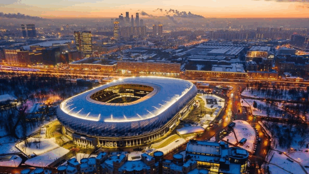 Aerial view of VTB Area in Moscow, Russia.