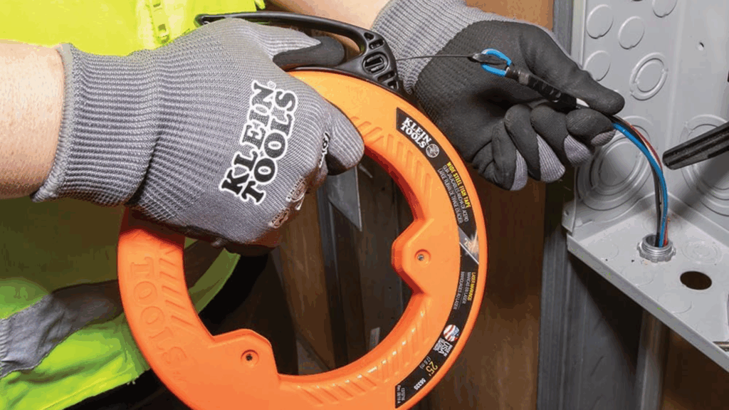 Fish tape is essential for pulling wire cleanly through conduit, walls, and ceilings